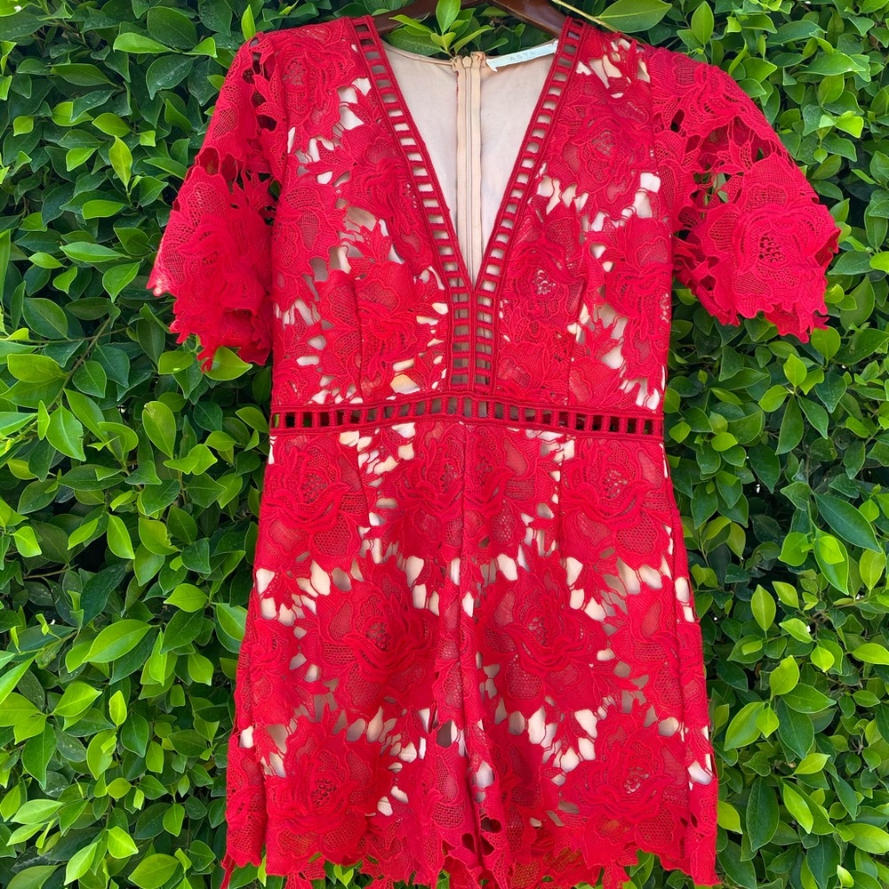 Red Lace Romper